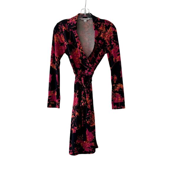 DVF Diane von Furstenberg Jeanne Silk Jersey Wrap Mini Dress Pink Floral 6 - Picture 4 of 10